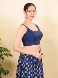 Vamas Taffeta Silk Round Neck Thin Strap Sleeveless Blouse