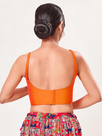 Vamas Taffeta Silk Round Neck Thin Strap Sleeveless Blouse