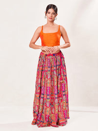 Vamas Tafetta Silk Round Neck Thin Strap Sleeveless Blouse
