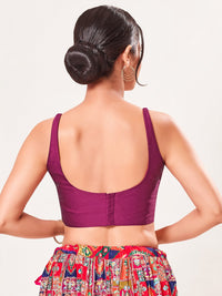 Vamas Tafetta Silk Round Neck Thin Strap Sleeveless Blouse