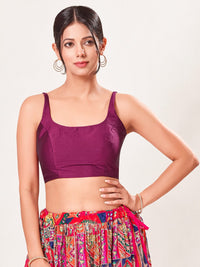 Vamas Tafetta Silk Round Neck Thin Strap Sleeveless Blouse