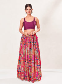 Vamas Taffeta Silk Round Neck Thin Strap Sleeveless Blouse