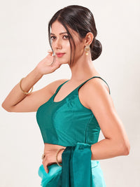 Vamas Tafetta Silk Round Neck Thin Strap Sleeveless Blouse