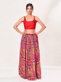 Vamas Tafetta Silk Round Neck Thin Strap Sleeveless Blouse