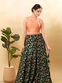 Vamas Tafetta Silk Round Neck Thin Strap Sleeveless Blouse