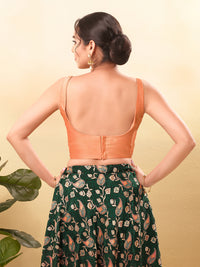 Vamas Taffeta Silk Round Neck Thin Strap Sleeveless Blouse