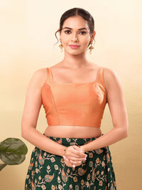 Vamas Tafetta Silk Round Neck Thin Strap Sleeveless Blouse