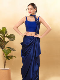 Vamas Tafetta Silk Round Neck Thin Strap Sleeveless Blouse