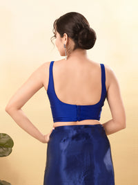 Vamas Tafetta Silk Round Neck Thin Strap Sleeveless Blouse