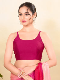 Vamas Tafetta Silk Round Neck Thin Strap Sleeveless Blouse