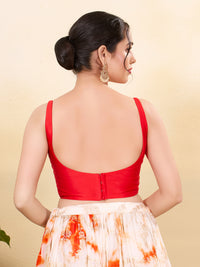 Vamas Tafetta Silk Round Neck Thin Strap Sleeveless Blouse