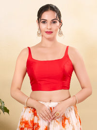 Vamas Tafetta Silk Round Neck Thin Strap Sleeveless Blouse