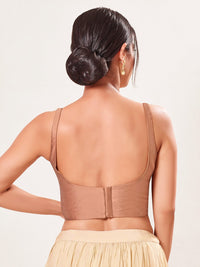 Vamas Taffeta Silk Round Neck Thin Strap Sleeveless Blouse