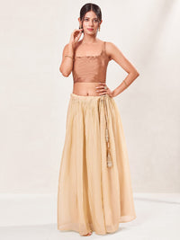 Vamas Taffeta Silk Round Neck Thin Strap Sleeveless Blouse