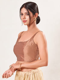 Vamas Tafetta Silk Round Neck Thin Strap Sleeveless Blouse
