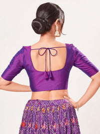 Vamas Tafetta Silk Round Neck Elbow Sleeves Blouse