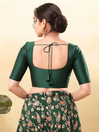 Vamas Tafetta Silk Round Neck Elbow Sleeves Blouse