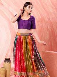 Vamas Taffeta Silk Round Neck Elbow Sleeves Blouse