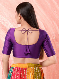 Vamas Taffeta Silk Round Neck Elbow Sleeves Blouse