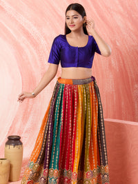 Vamas Taffeta Silk Round Neck Elbow Sleeves Blouse