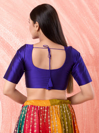 Vamas Taffeta Silk Round Neck Elbow Sleeves Blouse