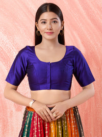 Vamas Tafetta Silk Round Neck Elbow Sleeves Blouse