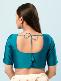 Vamas Taffeta Silk Round Neck Elbow Sleeves Blouse
