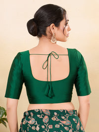 Vamas Tafetta Silk Round Neck Elbow Sleeves Blouse