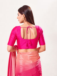 Vamas Tafetta Silk Round Neck Elbow Sleeves Blouse