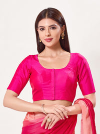 Vamas Tafetta Silk Round Neck Elbow Sleeves Blouse