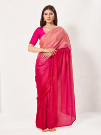 Vamas Tafetta Silk Round Neck Elbow Sleeves Blouse