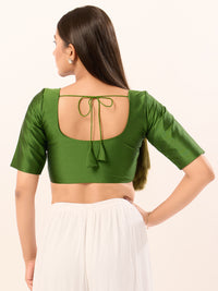 Vamas Taffeta Silk Round Neck Elbow Sleeves Blouse