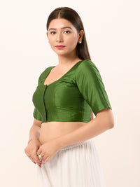 Vamas Taffeta Silk Round Neck Elbow Sleeves Blouse