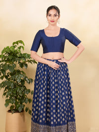 Vamas Taffeta Silk Round Neck Elbow Sleeves Blouse