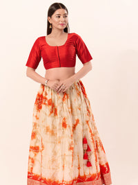 Vamas Taffeta Silk Round Neck Elbow Sleeves Blouse