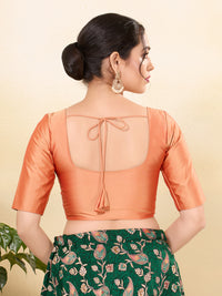 Vamas Taffeta Silk Round Neck Elbow Sleeves Blouse