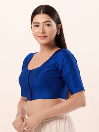 Vamas Tafetta Silk Round Neck Elbow Sleeves Blouse