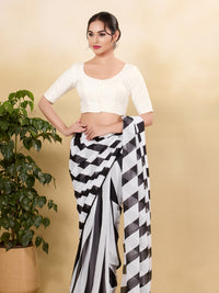 Vamas Tafetta Silk Round Neck Elbow Sleeves Blouse