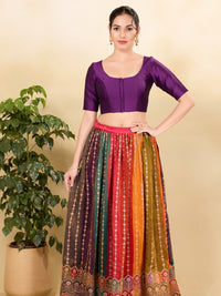 Vamas Taffeta Silk Round Neck Elbow Sleeves Blouse