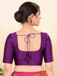 Vamas Taffeta Silk Round Neck Elbow Sleeves Blouse