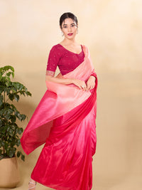 Vamas Art Silk Front Open Scallop Embroidery Sleeves Yoke Blouse