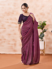 Vamas Art Silk Front Open Scallop Embroidery Sleeves Yoke Blouse