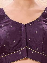 Vamas Art Silk Front Open Scallop Embroidery Sleeves Yoke Blouse