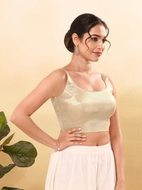 Vamas Shimmer Round Neck Thin Strap Blouse