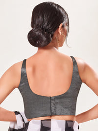 Vamas Shimmer Round Neck Thin Strap Blouse