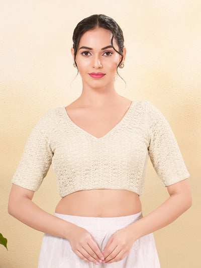 Offwhite Crocheo V Neck Blouse