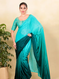 Tissue Butti Front Open Round Neck Blouse
