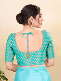 Tissue Butti Front Open Round Neck Blouse
