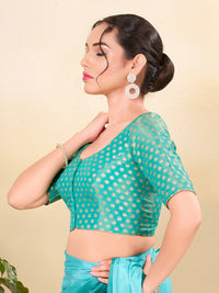 Tissue Butti Front Open Round Neck Blouse