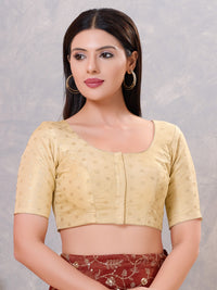 Tissue Butti Front Open Round Neck Blouse